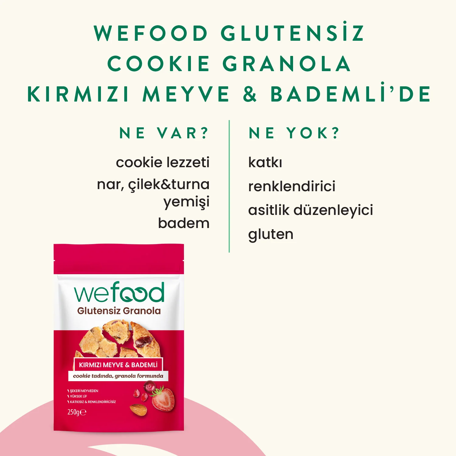 Wefood Glutensiz Granola Kırmızı Meyve & Bademli 250 gr