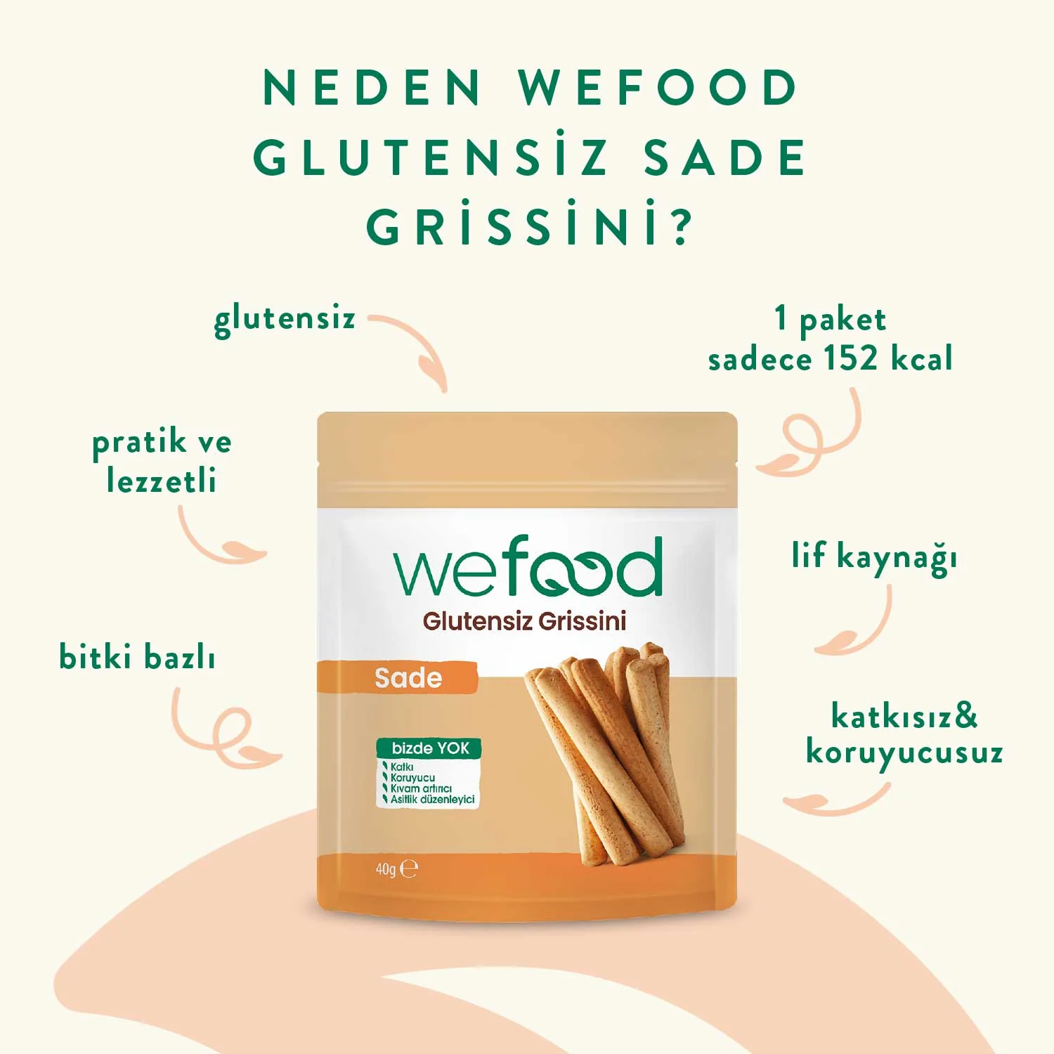 Wefood Glutensiz Grissini Sade 40 g