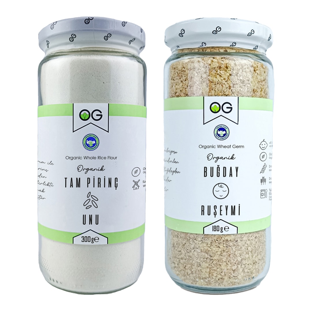 Organik Tam Pirinç Unu ve Organik Buğday Ruşeymi Seti