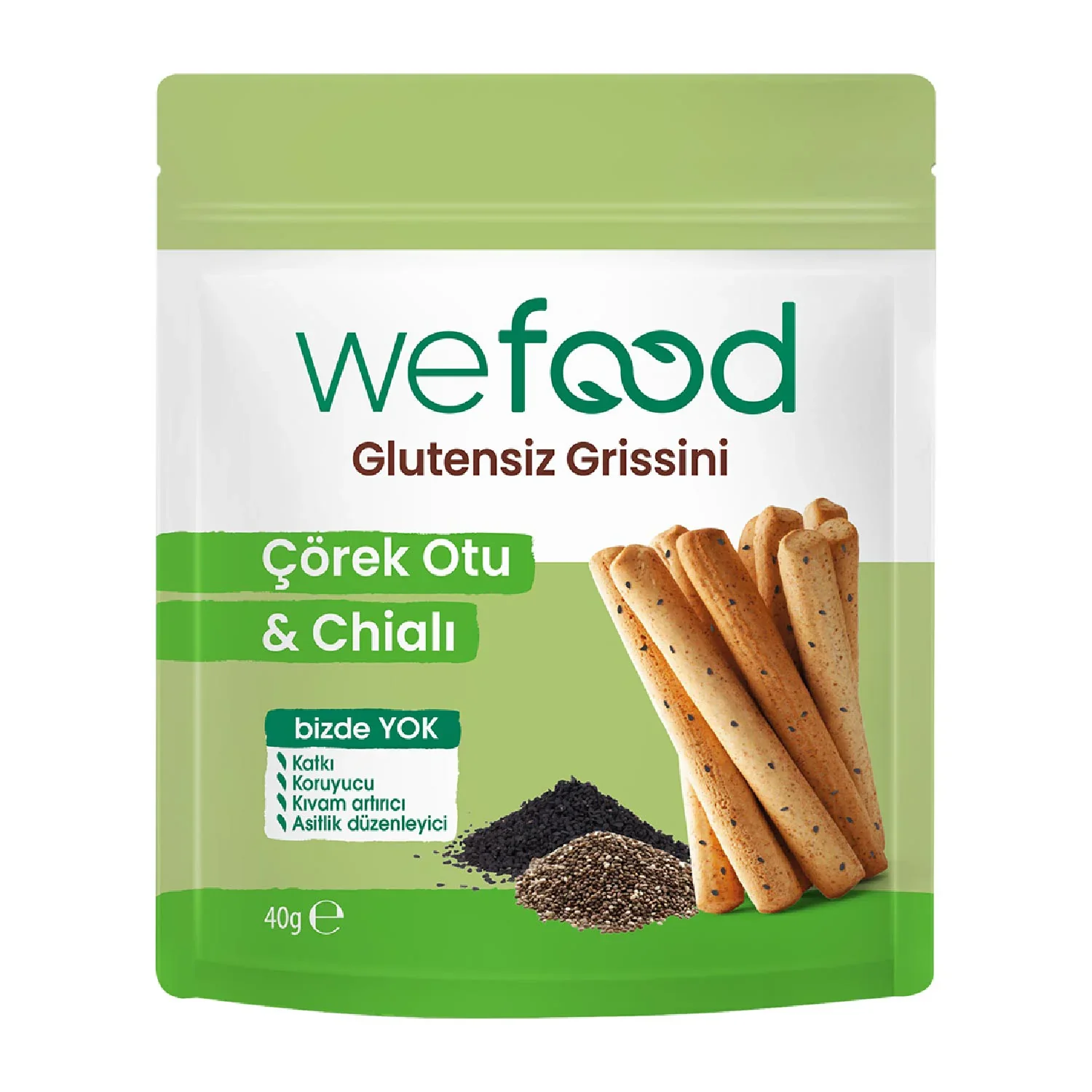 Wefood Glutensiz Grissini Çörek Otu & Chia'lı 40 g