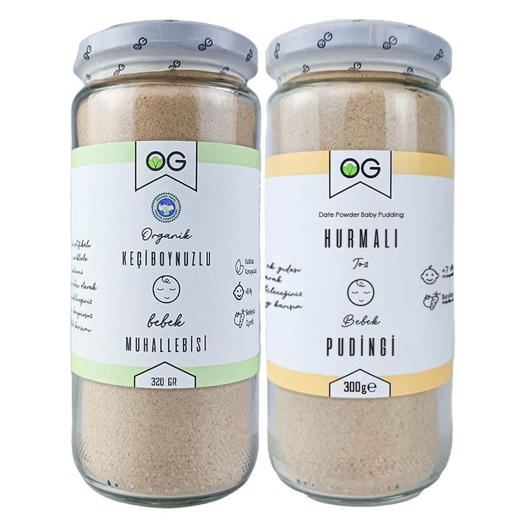 Organik Keçiboynuzlu Bebek Muhallebisi Ve Hurmalı Bebek Pudingi Seti +8 Ay