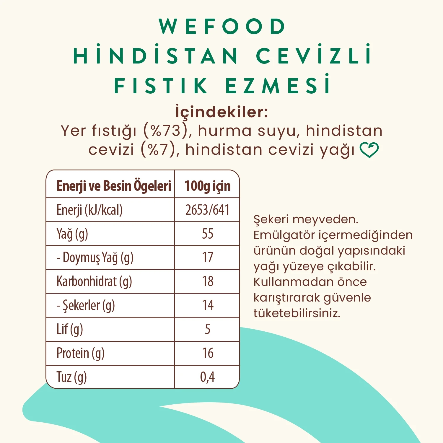 Wefood Hindistan Cevizli Fıstık Ezmesi 300 gr
