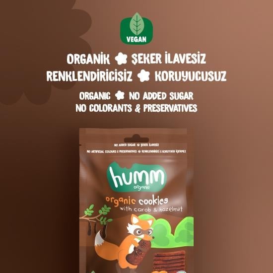 Humm Bebek Kurabiye Organik Keçiboynuzlu Fındıklı 55gr +8 Ay - Biokent Bebek