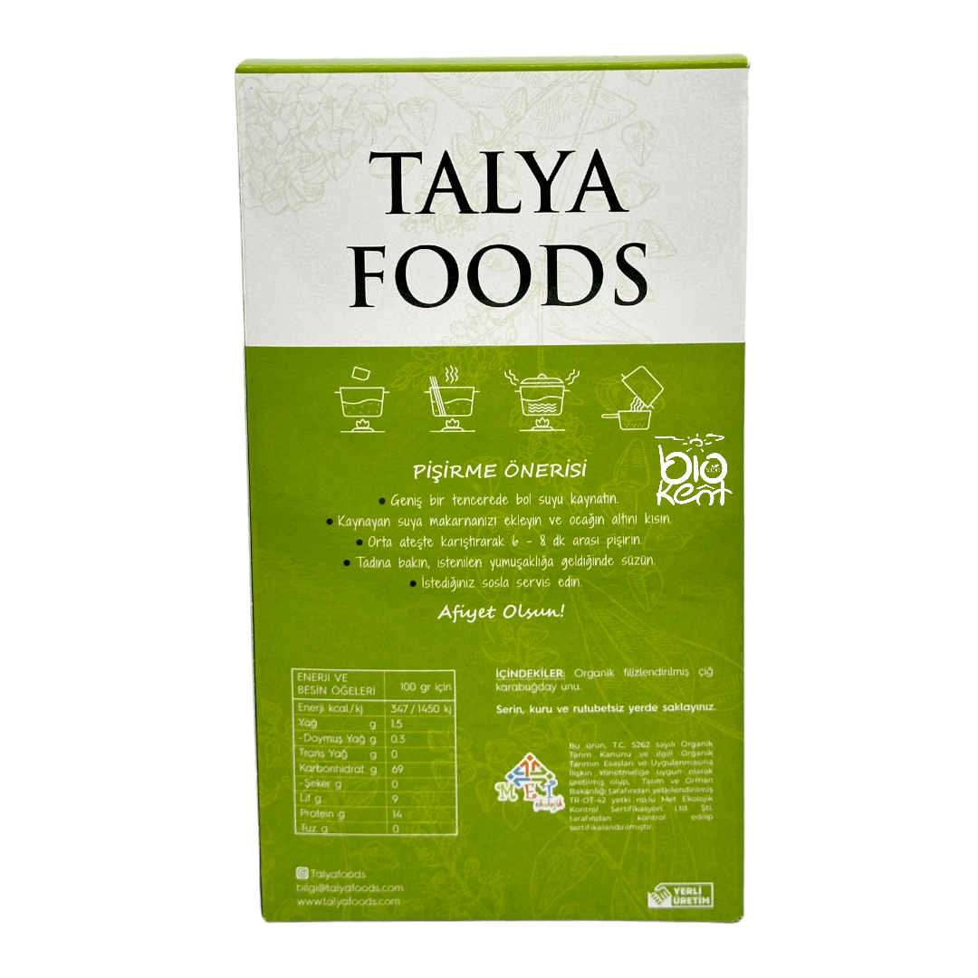 Talya Foods Glutensiz Filizlenmiş Çiğ Karabuğday (Greçka) Makarnası 200gr - Biokent Glutensiz