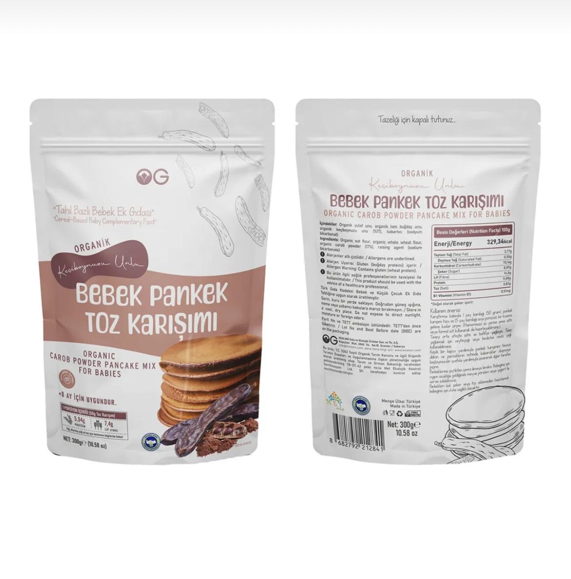 ORGANİK KEÇİBOYNUZU UNLU BEBEK PANKEK TOZ KARIŞIMI 300g
