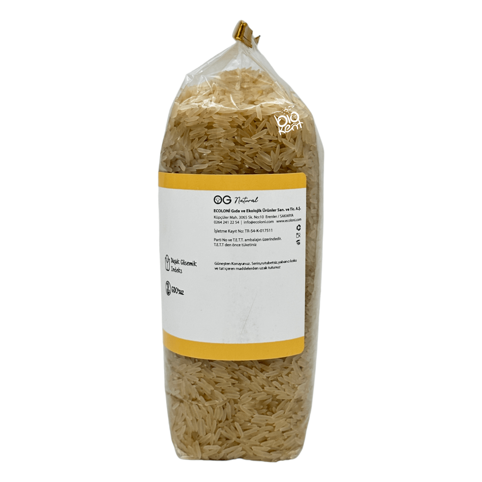 GDO İçermeyen Basmati Pirinç 800gr - Biokent Bebek