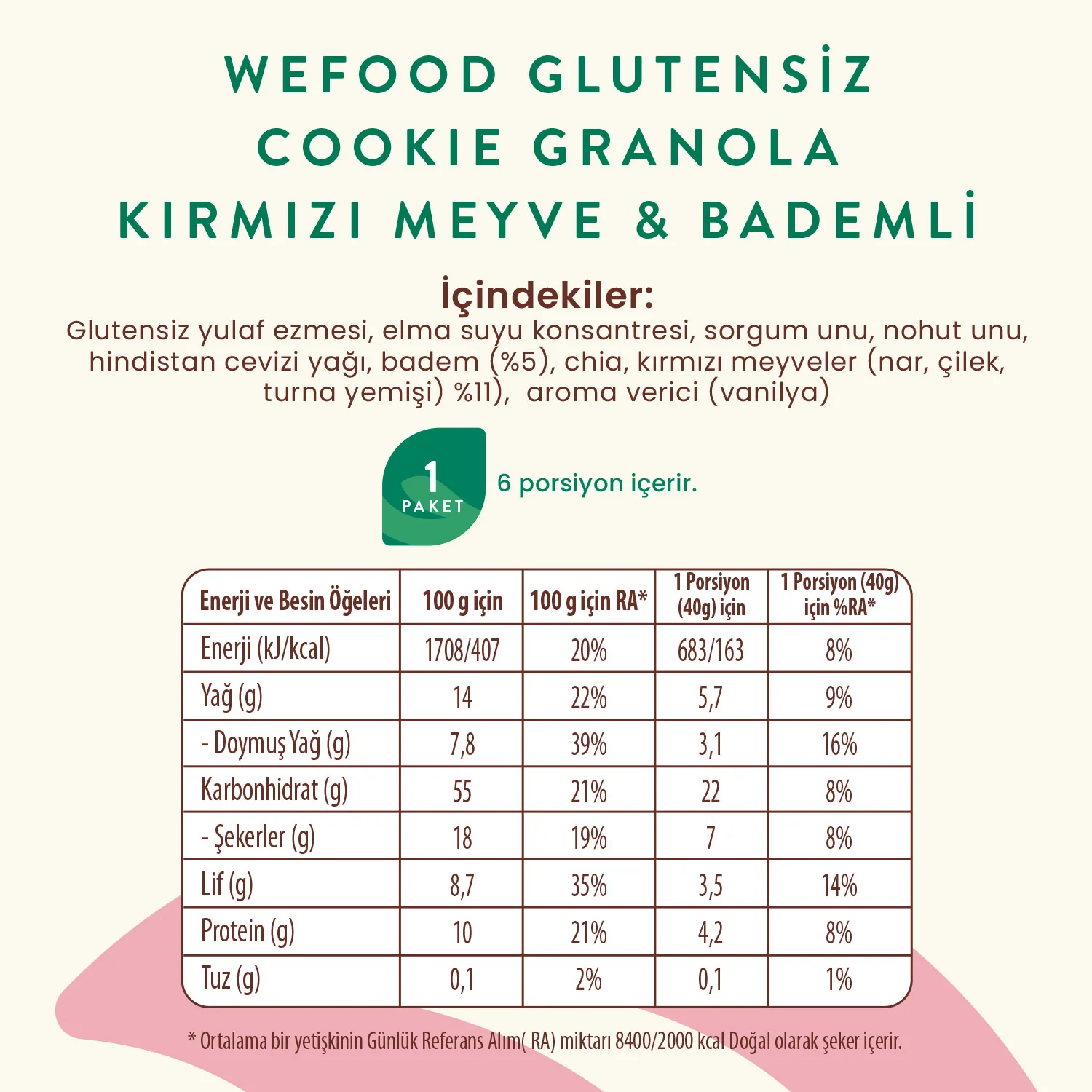 Wefood Glutensiz Granola Kuru İncir & Cevizli 250 gr