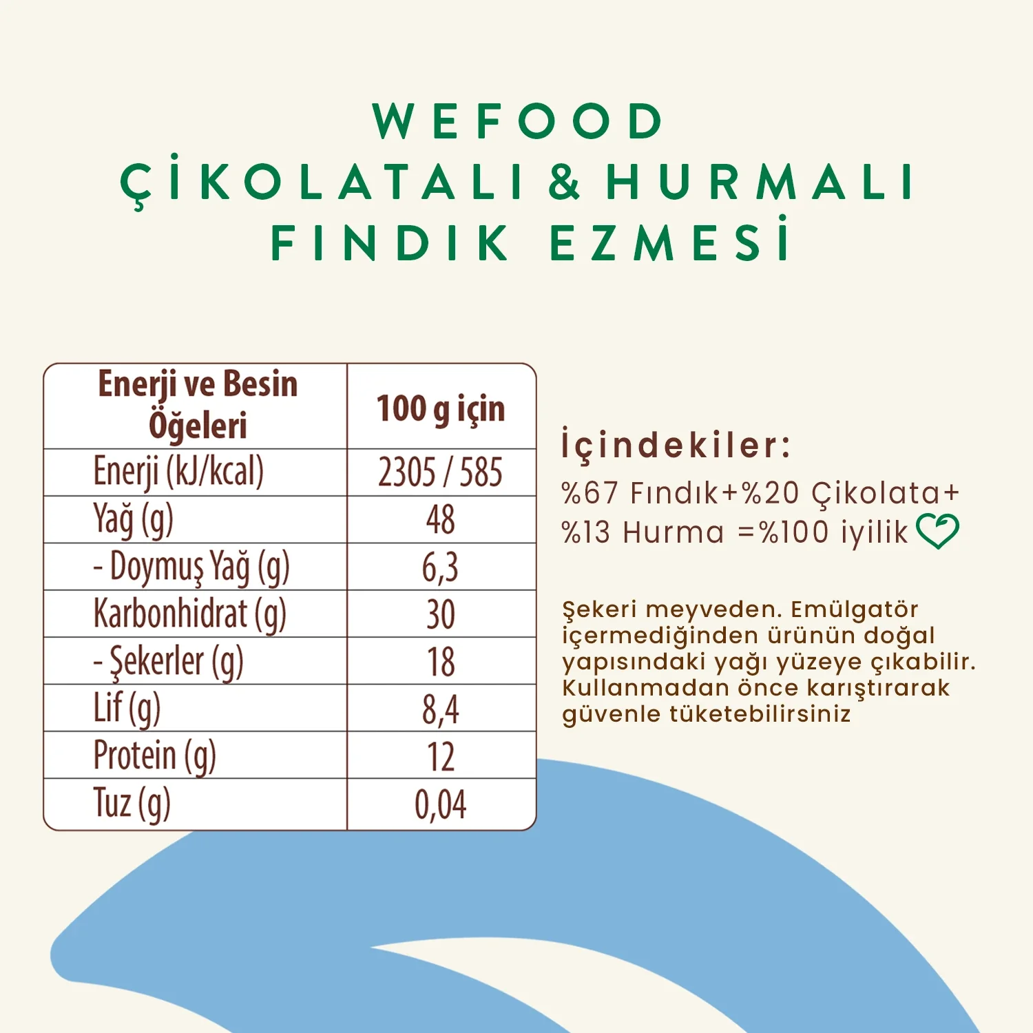 Çikolatalı Hurmalı Fındık Ezmesi 180gr - Biokent Glutensiz