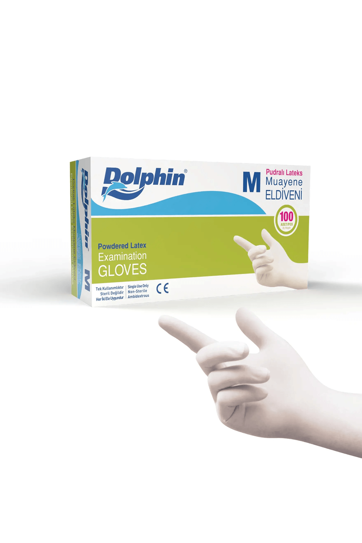 Lateks Eldiven Pudralı Orta (M) DOLPHİN - 100 Adet