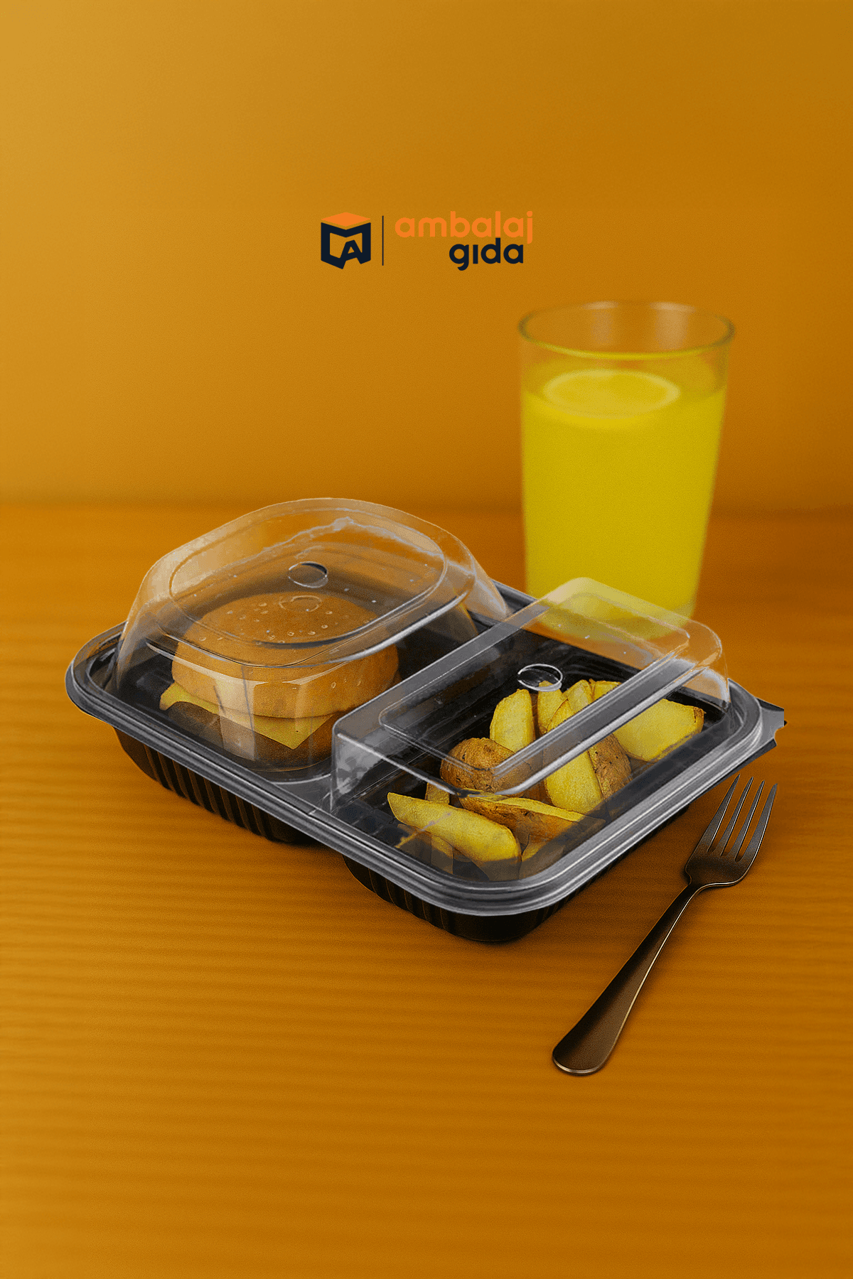 Özge Plastik 3 Bölmeli Kapaklı Hamburger Kabı (Sıcağa Dayanıklı) - Mikrodalga Yemek Kap