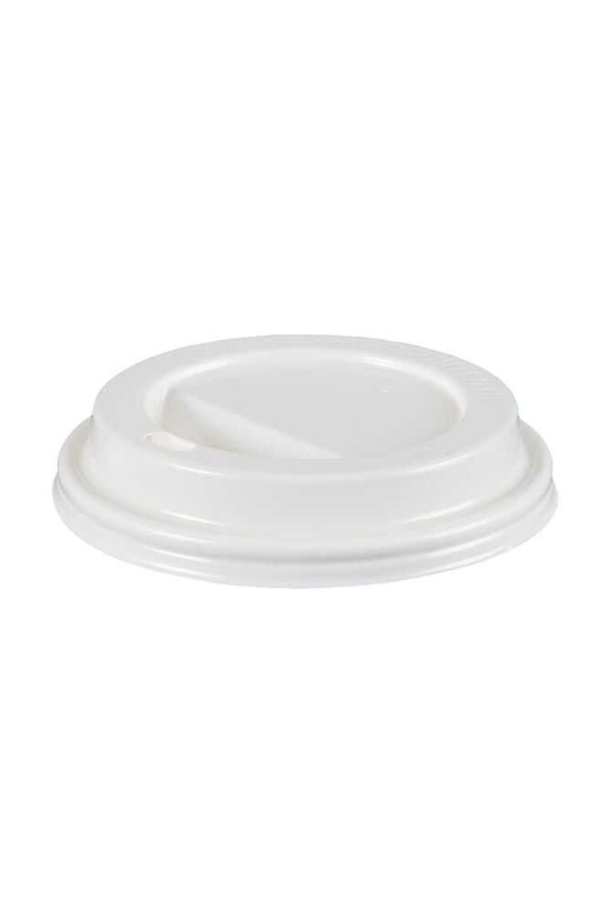 8-9 oz Plastik Sıcak İçecek Kapağı Beyaz - 100 adet