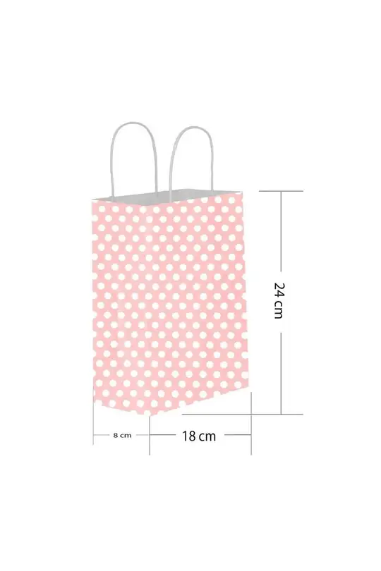 Pembe Puantiyeli Kağıt Çanta