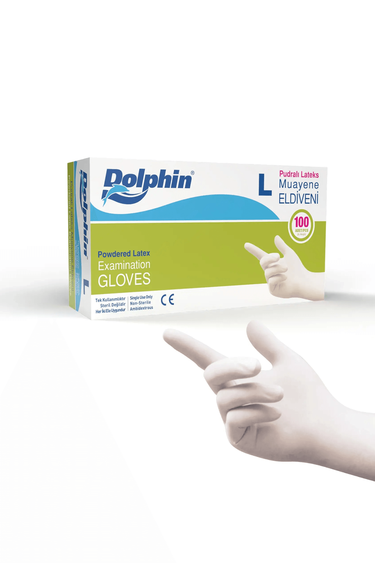 Lateks Eldiven Pudralı Büyük (L) DOLPHİN - 100 Adet