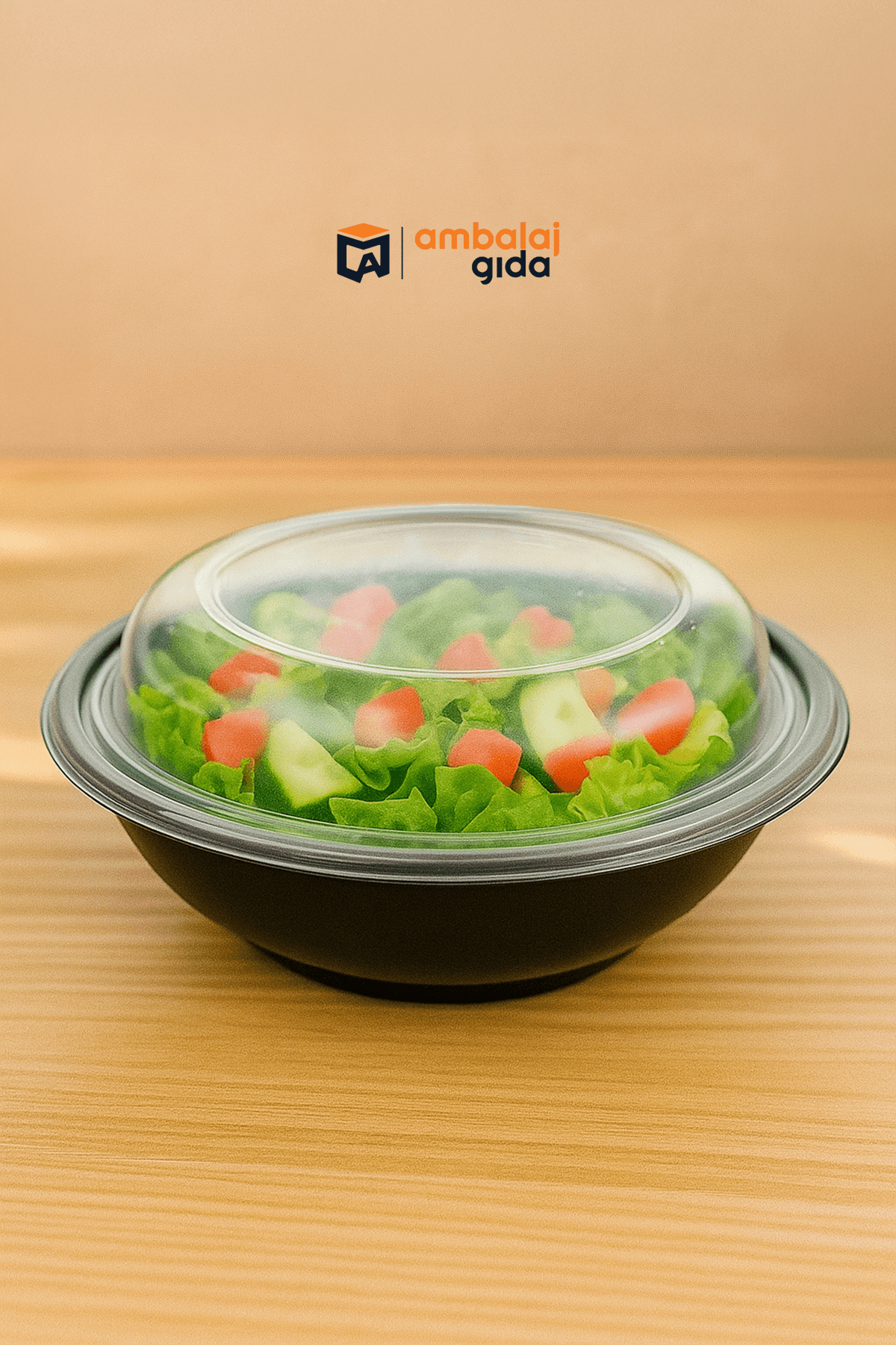 Meypak Kapaklı Siyah Salata Kasesi 1000 gr yuvarlak Kapaklı (Sıcağa Dayanıklı) - Mikrodalgaya Uygun