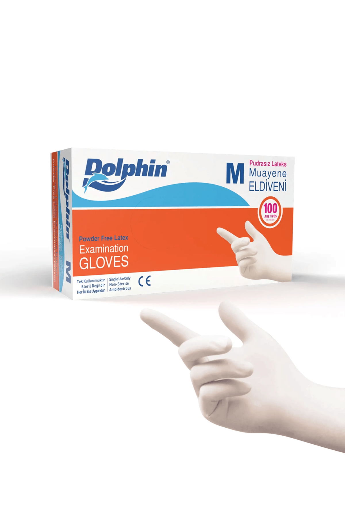 Lateks Eldiven Pudrasız Orta (M) 100 Adet DOLPHİN