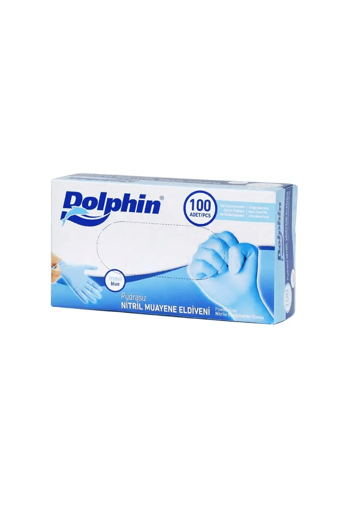 Dolphin Nitril Mavi Eldiveni Küçük (S) - 100 adet