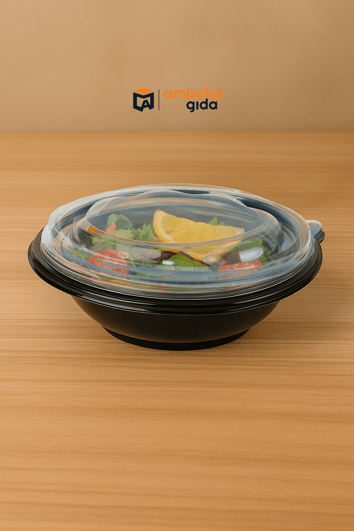 Meypak Kapaklı Siyah Salata Kasesi 500 gr yuvarlak KAPAKLI  (Sıcağa Dayanıklı)