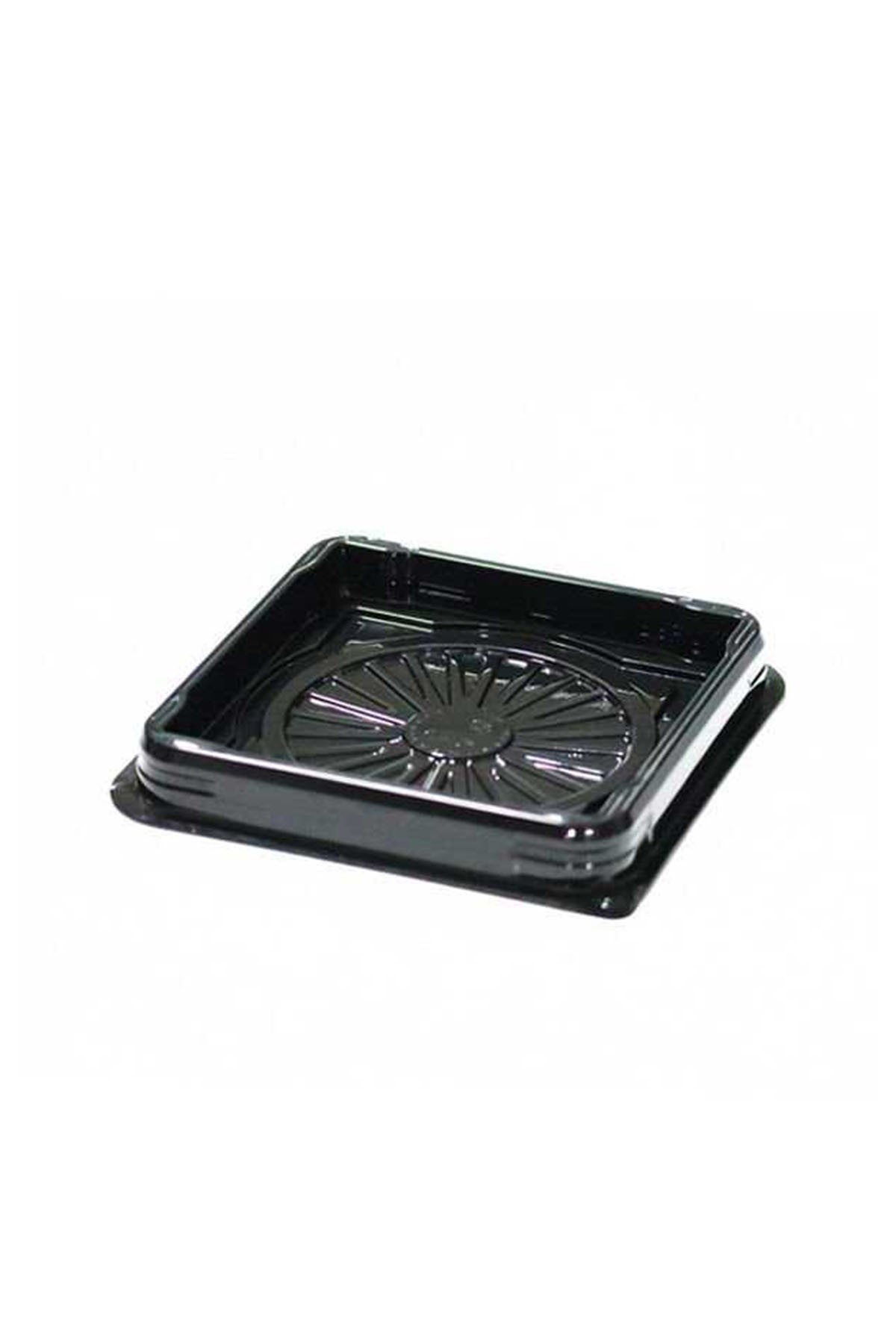 Özge Plastik Kare Pasta Kabı Siyah Taban 12x12x9cm - 50 adet