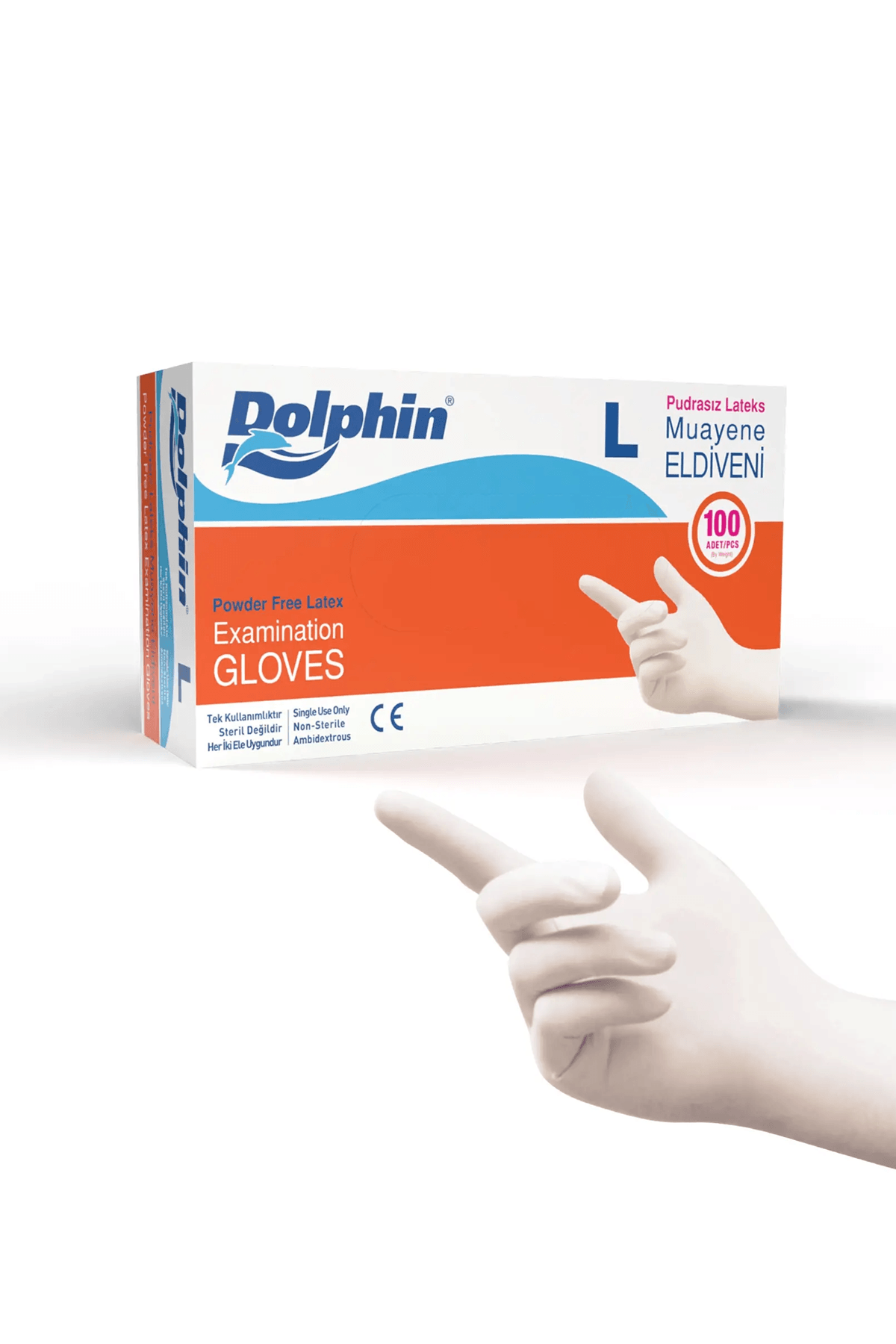 Lateks Eldiven Pudrasız Büyük (L) DOLPHİN - 100 adet