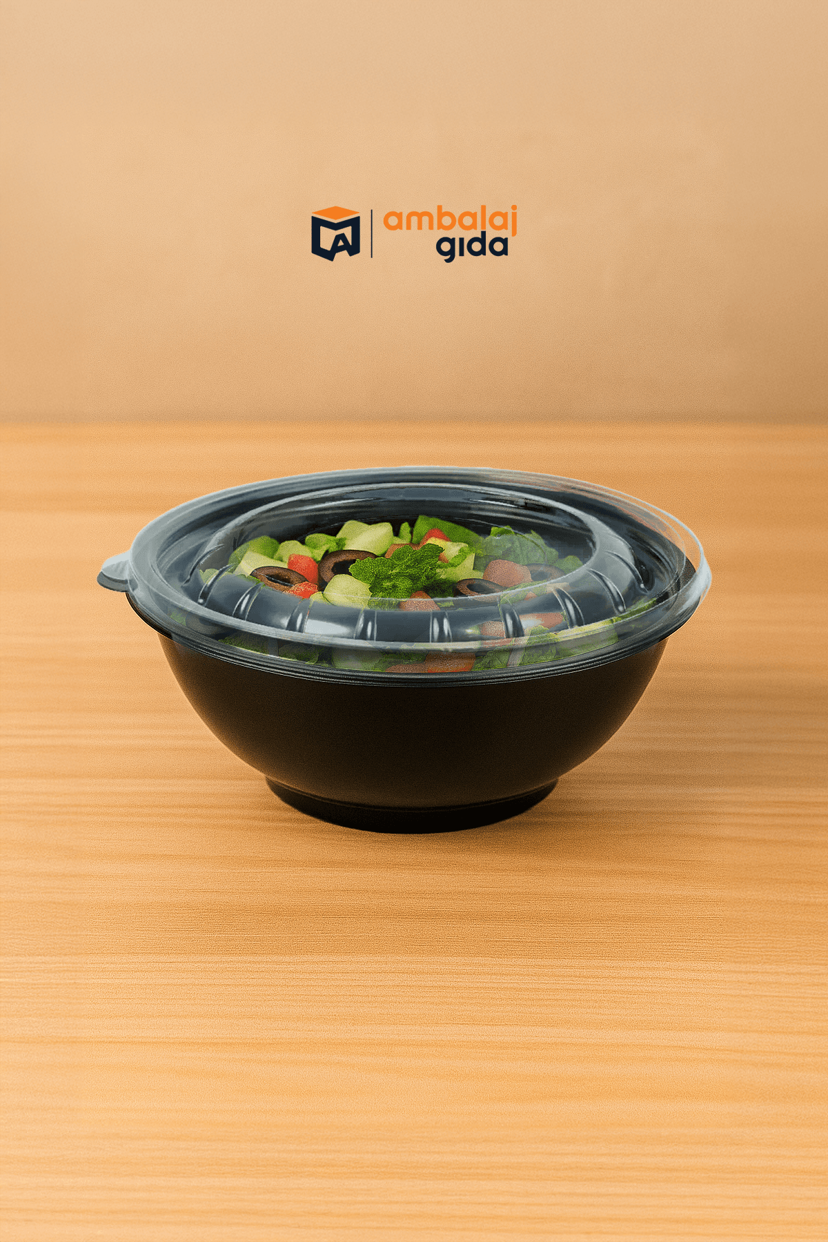 Meypak Kapaklı Siyah Salata Kasesi 750 gr yuvarlak KAPAKLI (Sıcağa Dayanıklı) - 50 adet