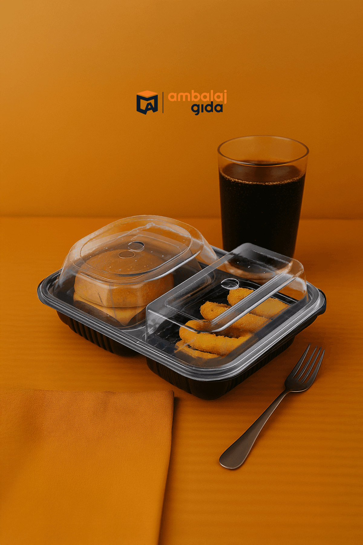 Özge Plastik 3 Bölmeli Kapaklı Hamburger Kabı (Sıcağa Dayanıklı) - Mikrodalga Yemek Kap