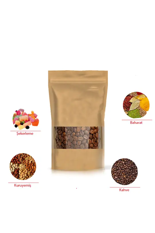 Kraft Pencereli Doypack Orta