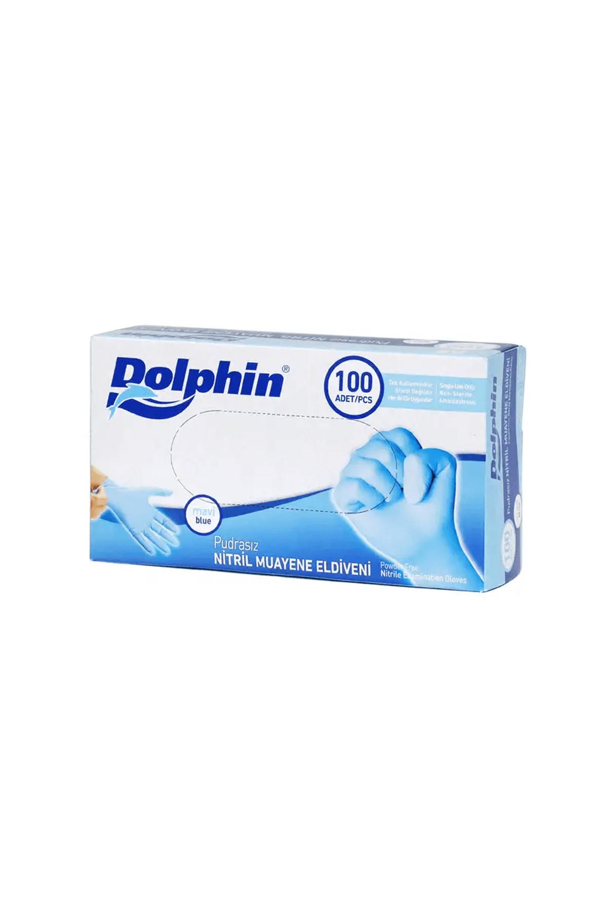 Dolphin Nitril Mavi Eldiveni Orta (M) - 100 adet