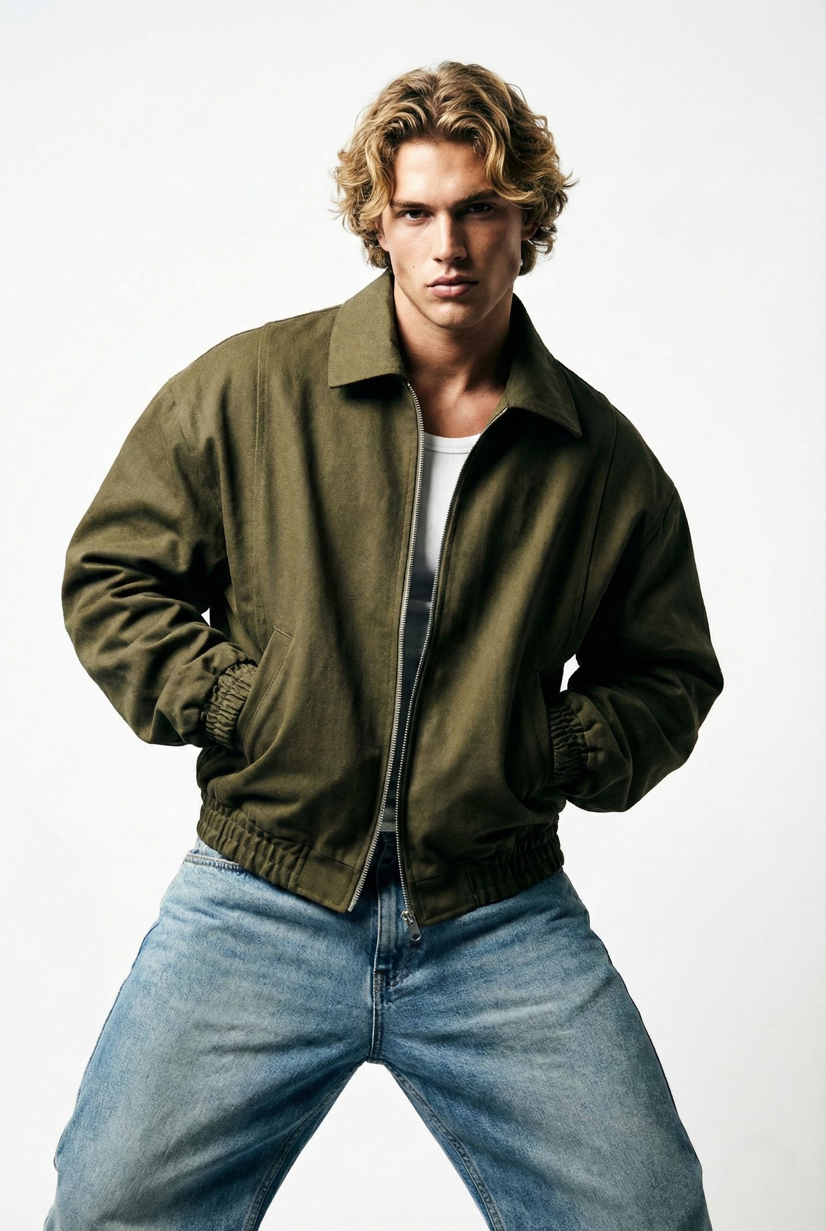 Erkek Klasik Yaka Fermuarlı Casual Ceket