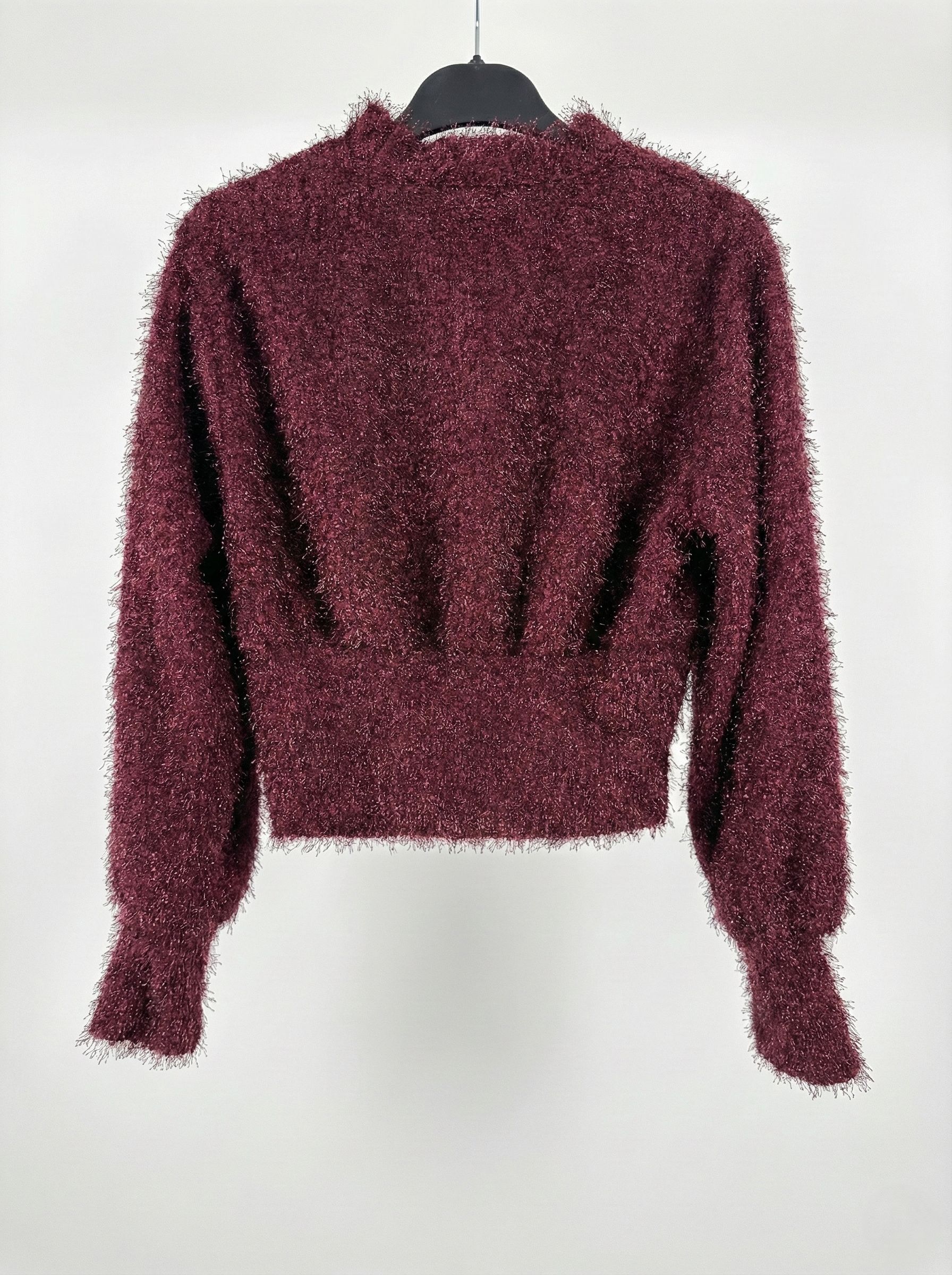 Premium Tüylü Dik Yaka Cropped Kadın Kazak