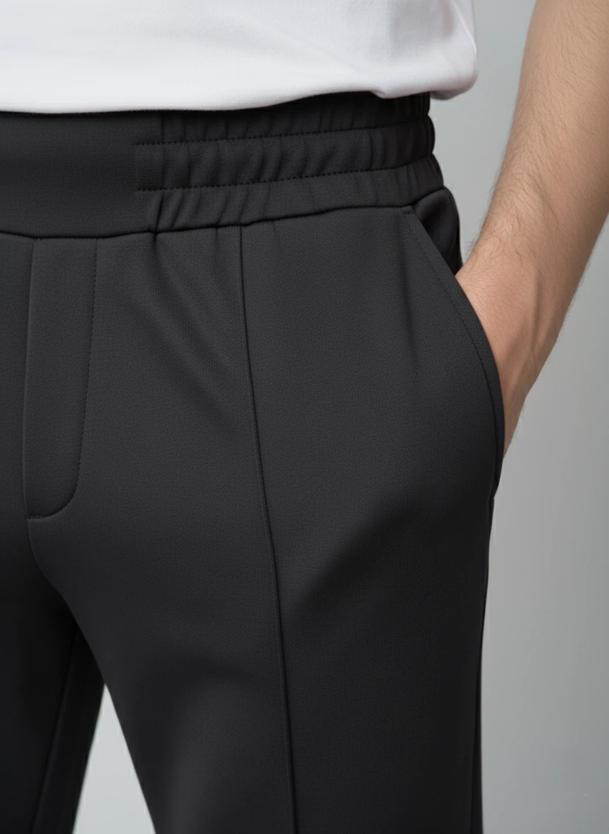 Modal Kumaş Nervür Detaylı Beli Lastikli Premium Pantolon