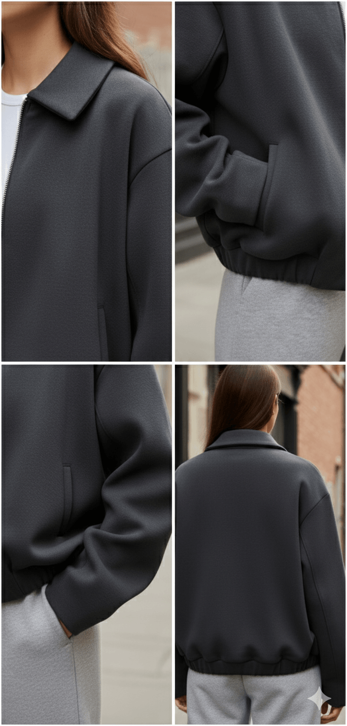 Oversize Fermuarlı Basic Mont