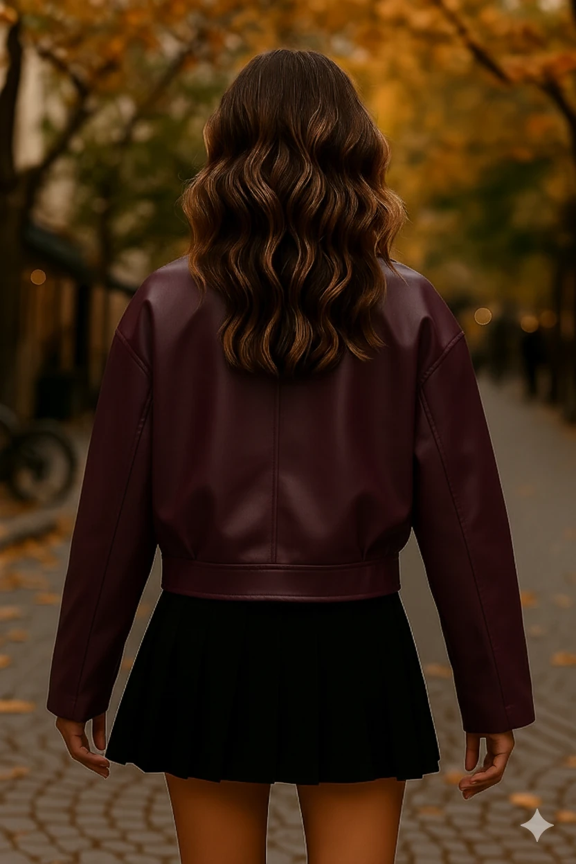 Yeni Sezon Oversize Bomber Suni Deri Ceket