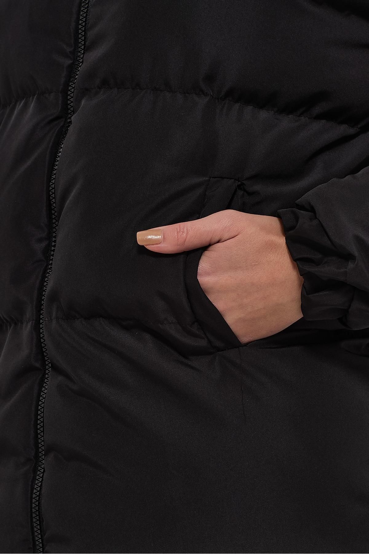 kadın Siyah Kapüşonlu Oversize Şişme Mont