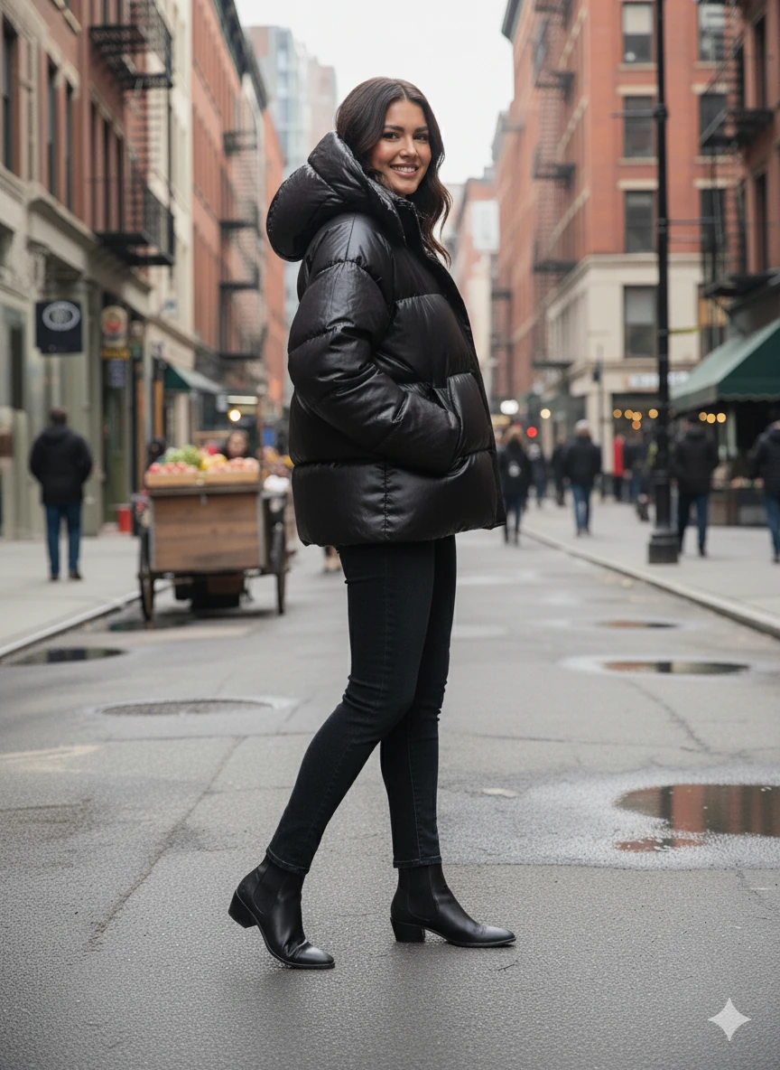 Battal Beden Suni Deri Şişme Mont