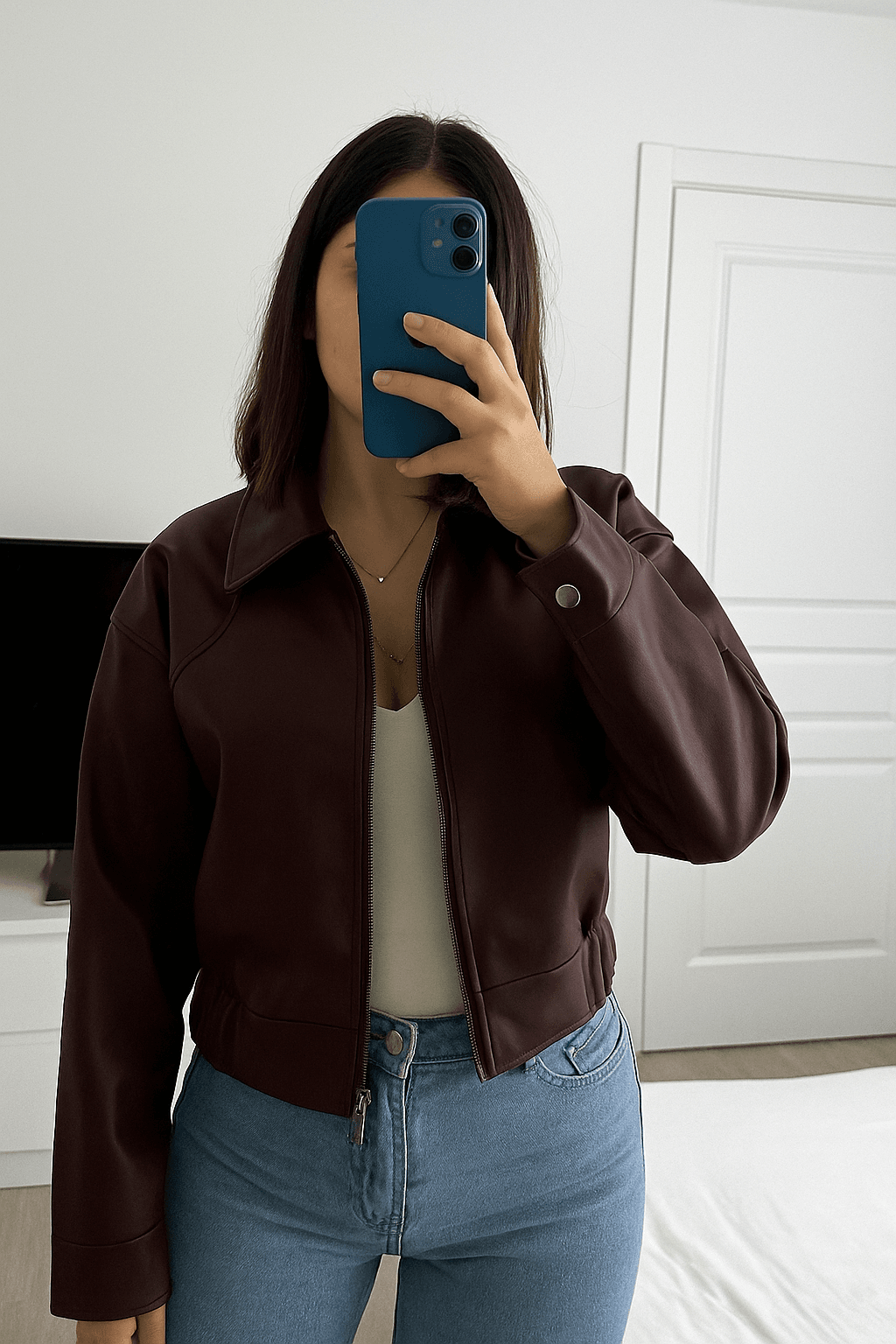 Yeni Sezon Kadın Kısa Oversize Suni Deri Ceket