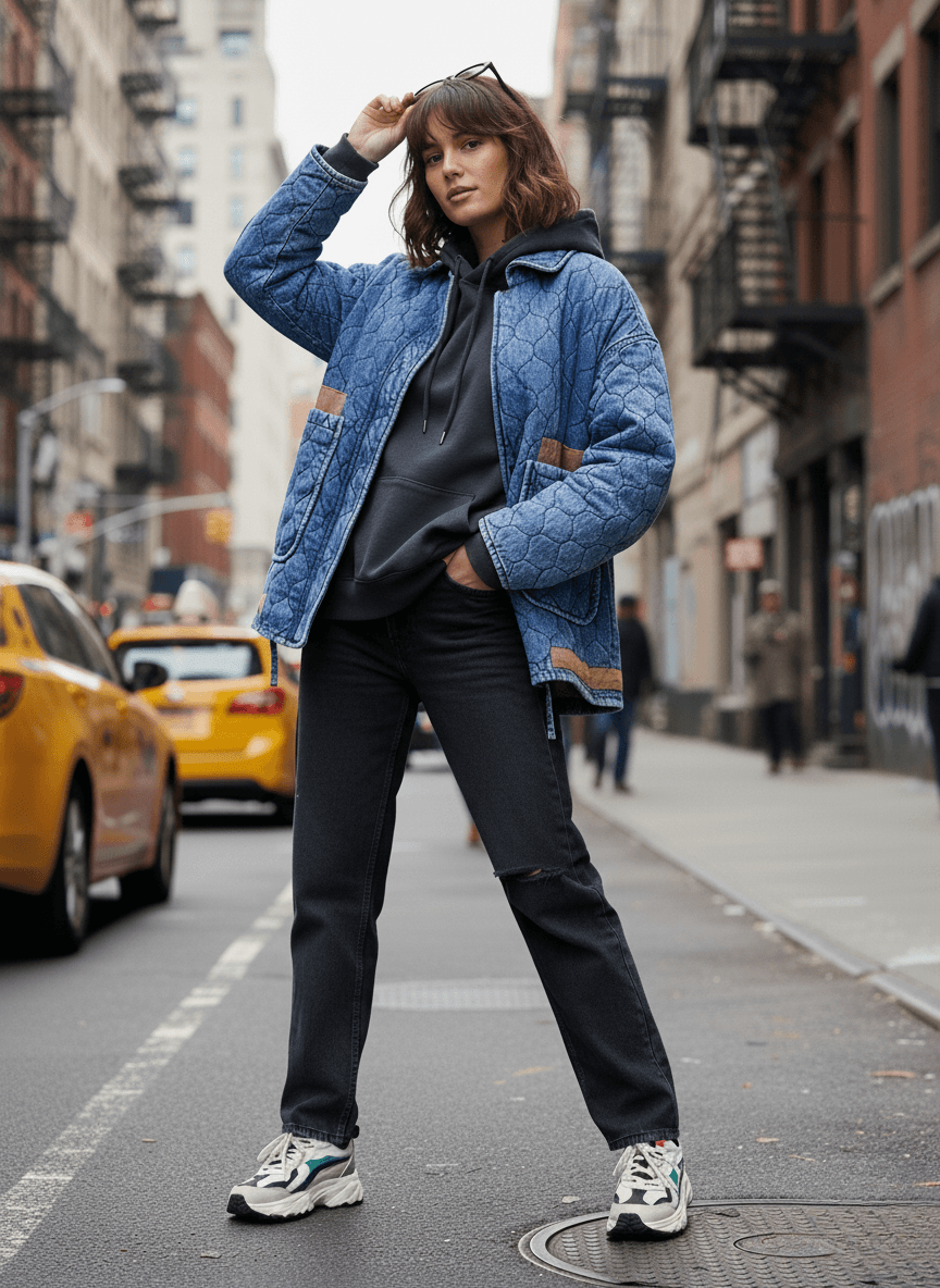 Kapitone Denim Ceket
