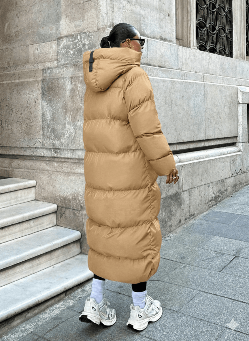 Kapüşonlu Uzun Puffer Mont