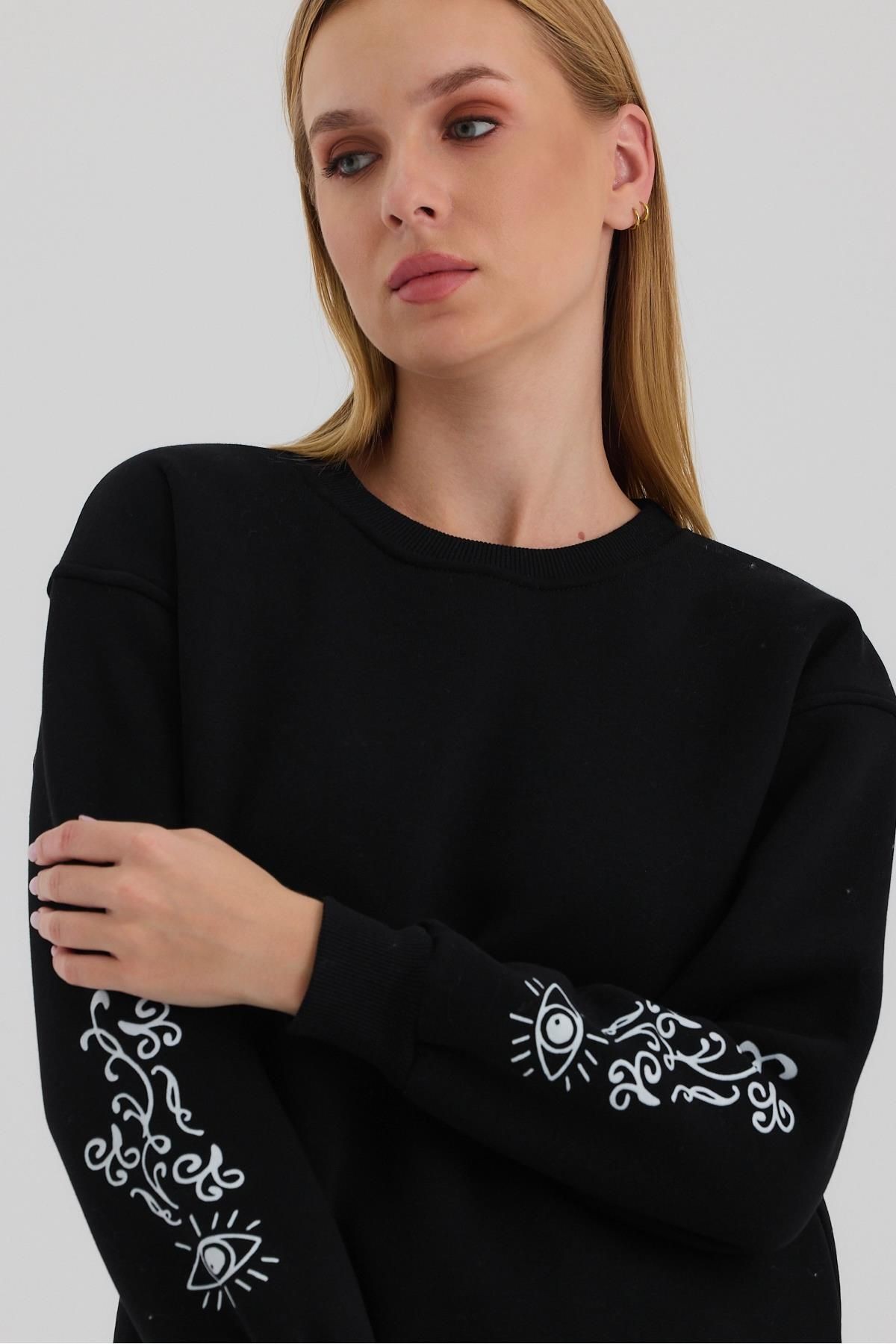Kadın Oversize Baskılı Sweatshirt