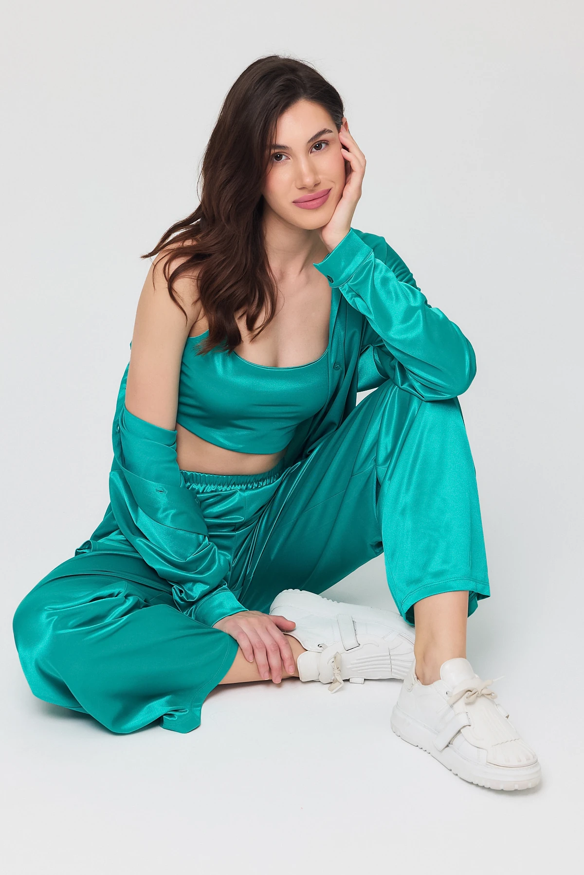 Kadın Saten 3 Lü takım - MİNT YEŞİLİ