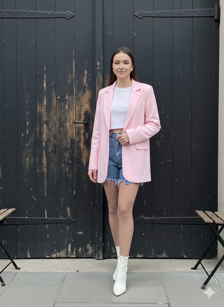 Oversize Blazer Ceket - PEMBE