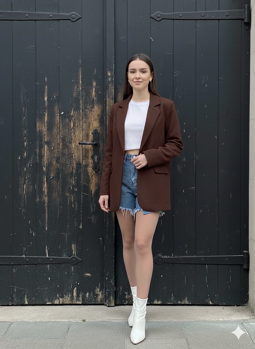 Oversize Blazer Ceket - KAHVERENGİ