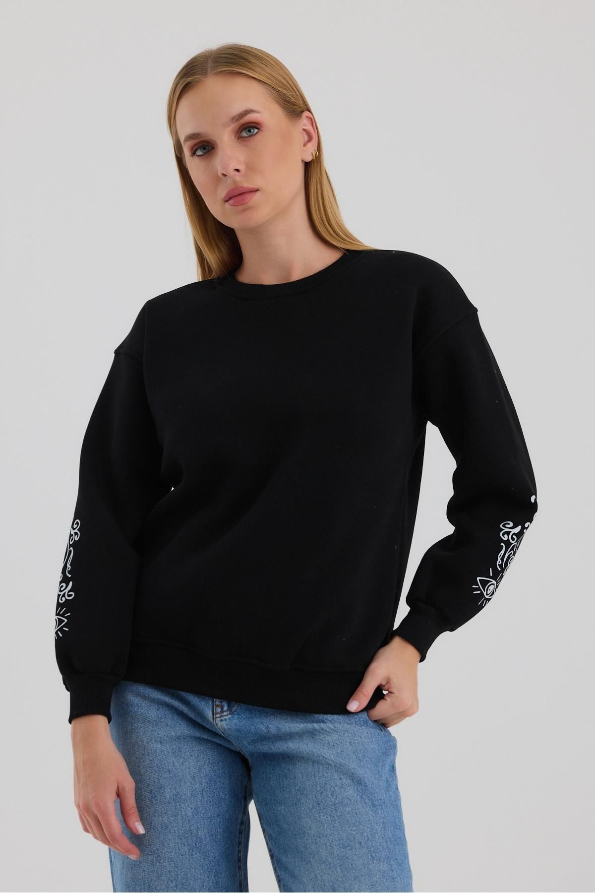 Kadın Oversize Baskılı Sweatshirt
