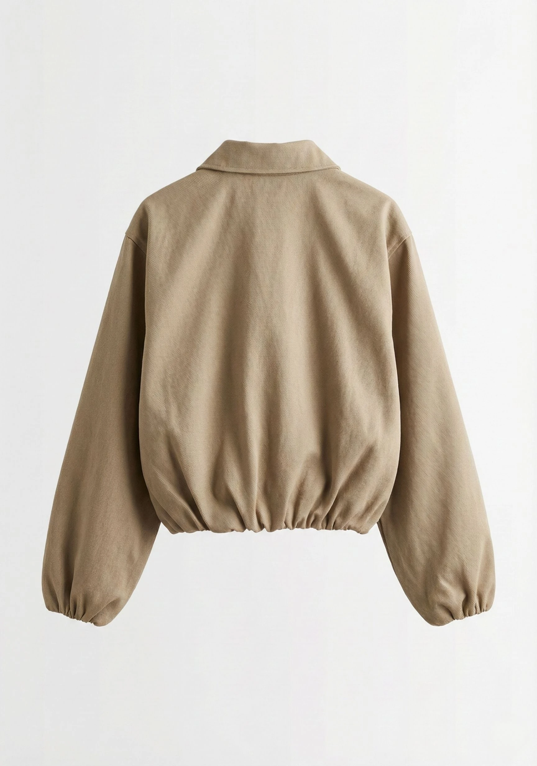 Kadın Oversize Pamuklu Gabardin Klasik Yaka Fermuarlı Casual Ceket Mont