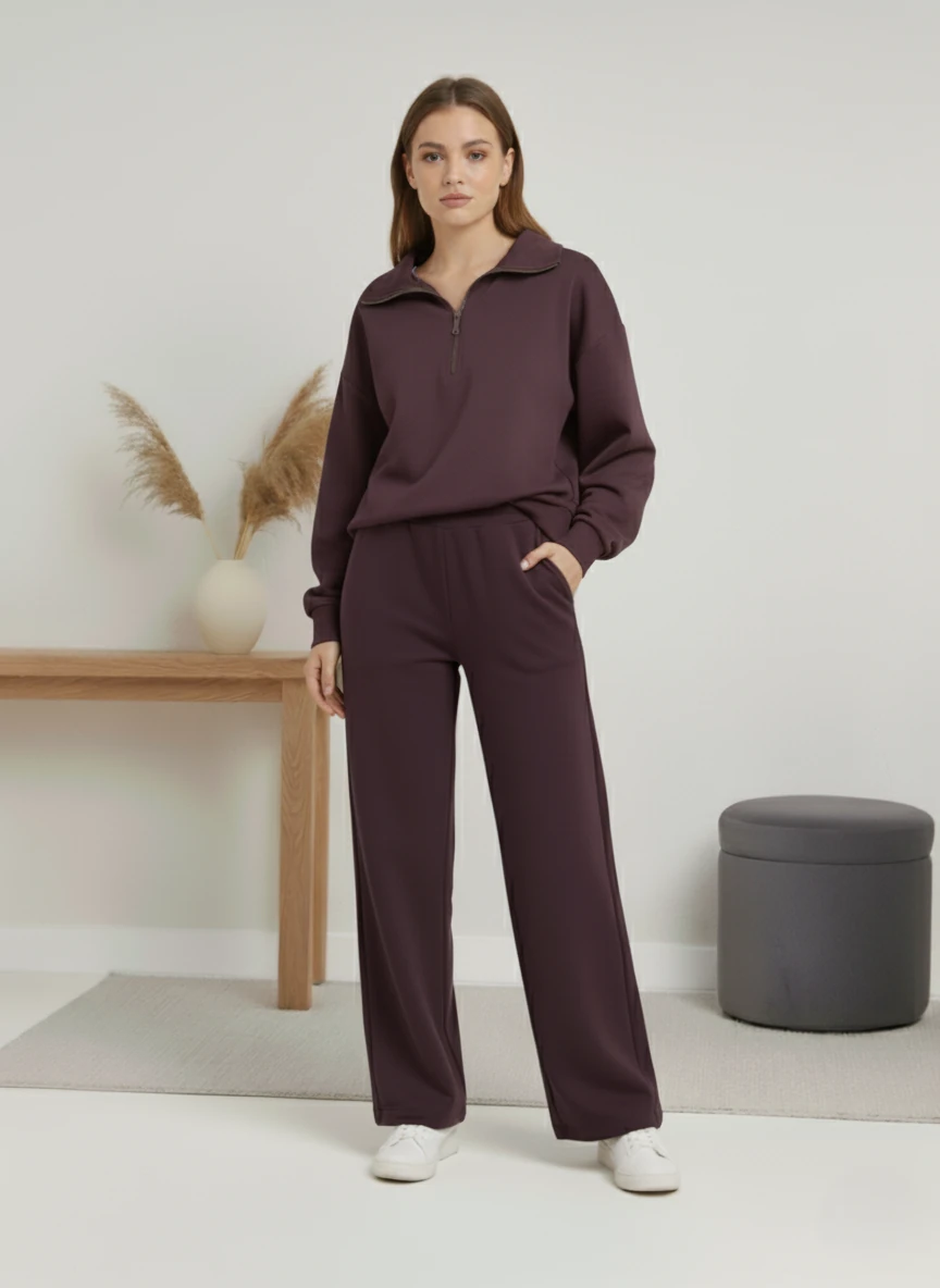 Modal Kumaş Yarım Fermuarlı Unisex Oversize Sweat