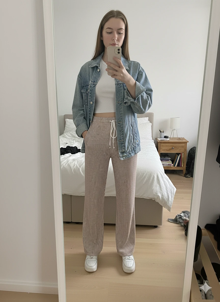 Suyolu Çizgili Pantolon - KAHVERENGİ