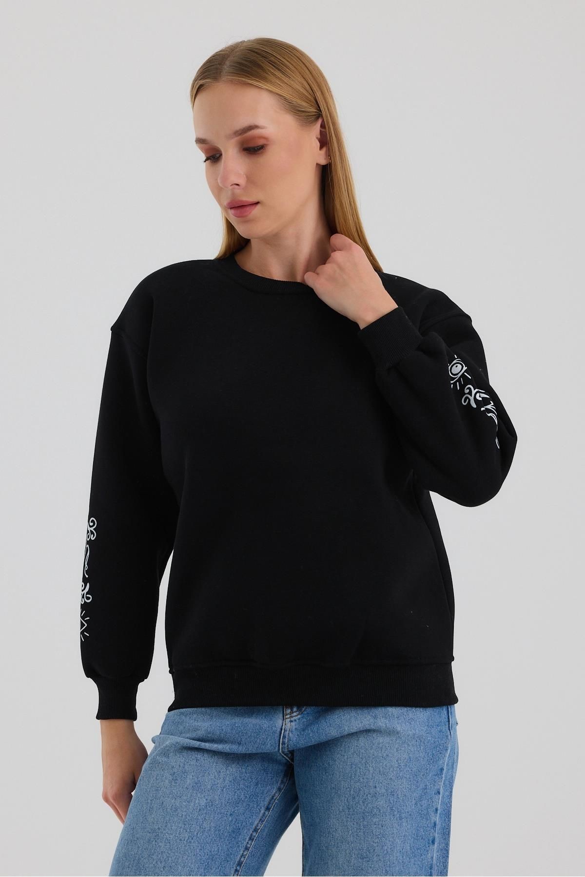 Kadın Oversize Baskılı Sweatshirt