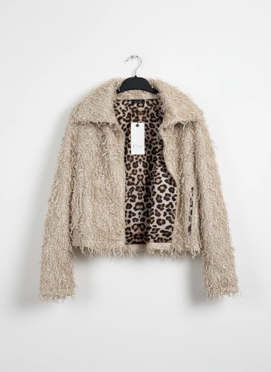 Premium Saçaklı Fermuarlı Oversize Kadın Tasarım Astarlı Ceket