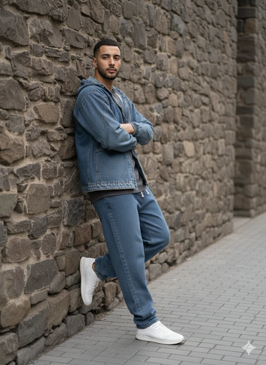 Erkek Kot Mont Pantolon Takım - mavi