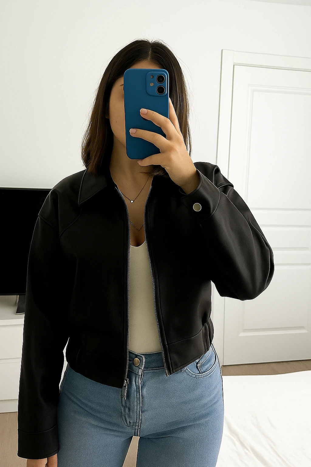 Yeni Sezon Kadın Kısa Oversize Suni Deri Ceket