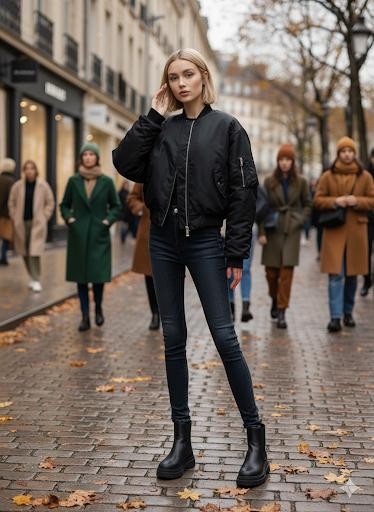 Oversize Fermuarlı Bomber Ceket